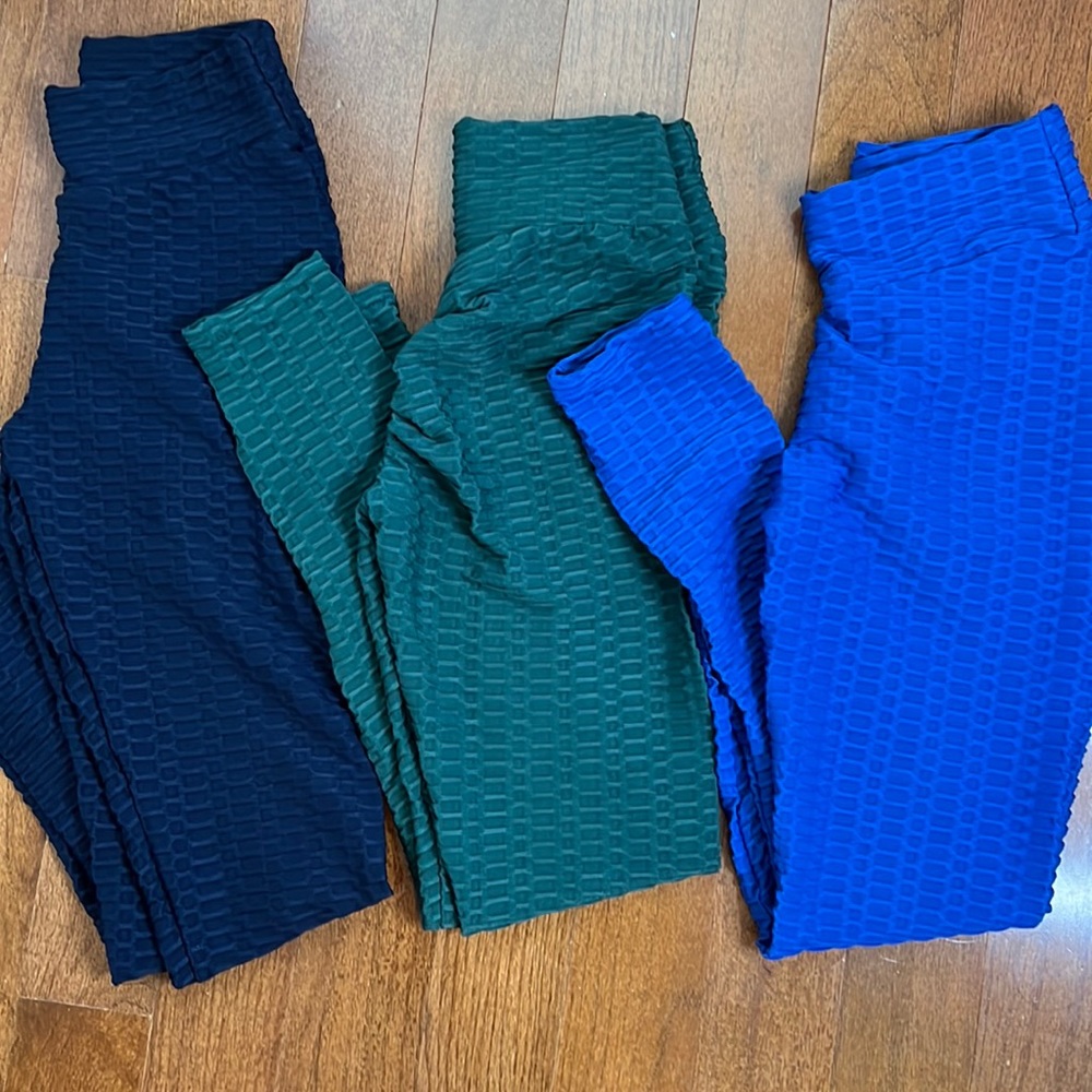 3 x NEW anti cellulite gym leggings scrunch bum size small